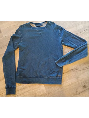 POLO RALPH LAUREN-VTG- Indigo French Terry Sweater Double V Sweatshirt-Medium